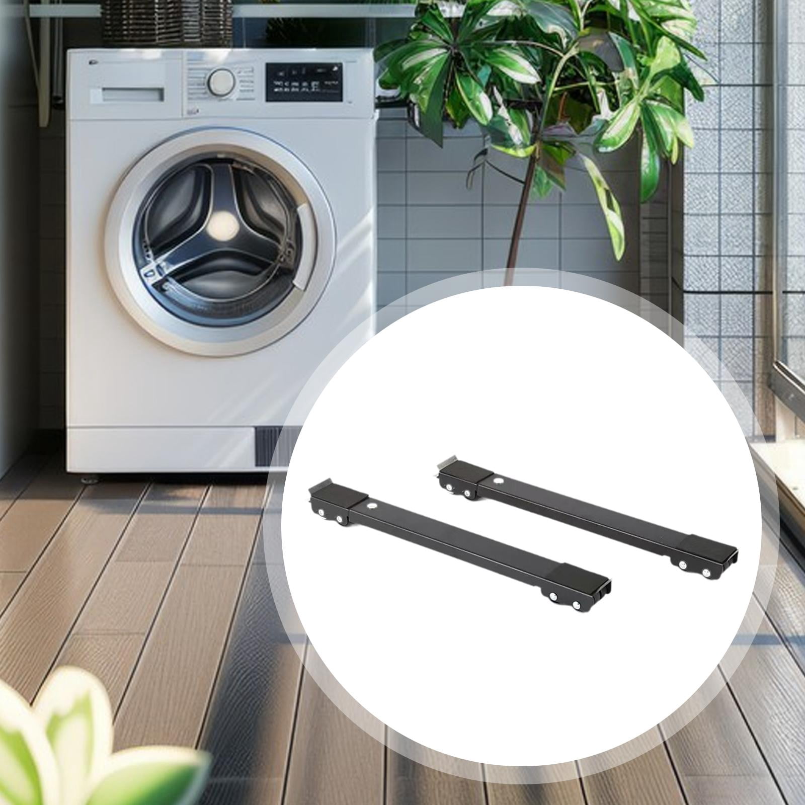 Fiocias 1 Pair Furniture Mobile Base Extendable Roller Stand Appliance Wheels with Brake Black
