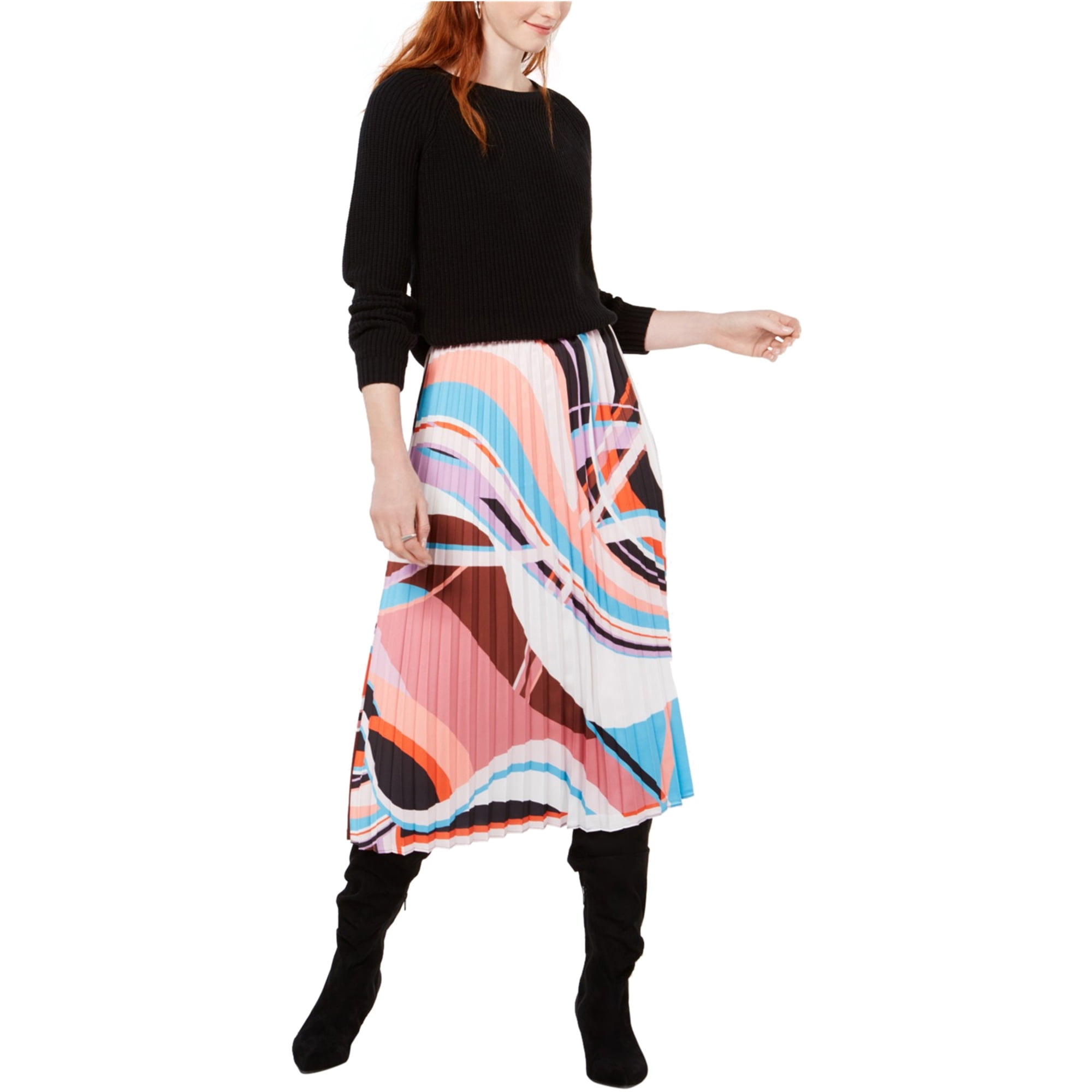 bar III Womens Abstract Pleated Skirt, Multicoloured, XX-Large ...