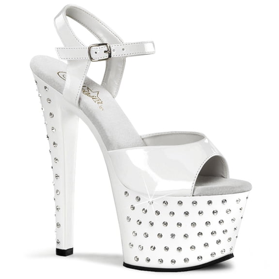 STARDUST-709, 7'' Rhinestone Studded Ankle Strap Sandal