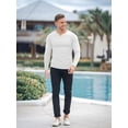 thumbnail image 4 of Ambiloof Men's Slim Fit Muscular V-Neck Casual T-Shirt, Long Sleeve, Stylish Business Top Basic T-Shirt White/L, 4 of 7
