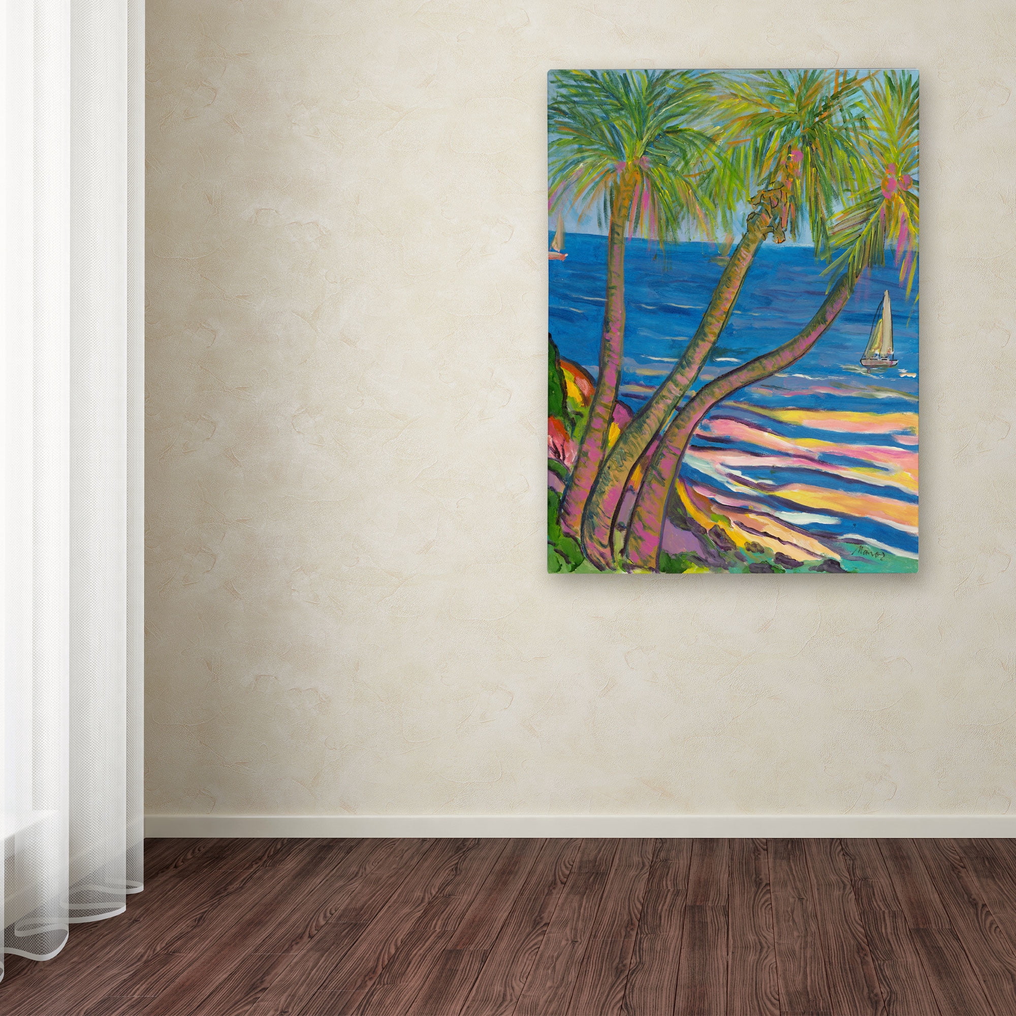 Trademark Fine Art "Blue Sea with 2 Boats" Canvas Art by Manor Shadian