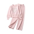thumbnail image 5 of Oiangi Girls Fall Clothes Outfits Lounge Knit Sets Crewneck Sweater and Pant for Cold Weather Pink 5-6Years, 5 of 8