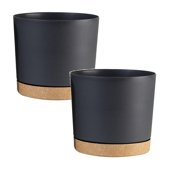 Flag Day Clearance Plant Pots for Indoor Plants, 2 Pack 8 Inch Plastic Flower Pot Planters with Drainage Saucer for Indoor Outdoor Garden Home