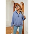 thumbnail image 3 of XCHQRTI Women's Zipper Sweatshirt V Neck Lapel Hoodie Long Sleeve Pullover Loose Fit Fall Sweatshirt, 3 of 9