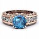 thumbnail image 1 of Anillo de oro rosa de 14 quilates con baño de oro y diamantes separados en color champán, joyería versátil, joyería de mano, estilo fresco y dulce, 1 of 6