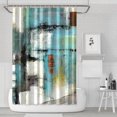 thumbnail image 1 of Ensemble de Rideau de Douche avec Doublure à Boutons-Pression, Galerie d'Art Bleu Marine Vert (2) Rideaux de Douche Doublure de Douche Réutilisable, Rideau de Bain Simple en Polyester, 72x72 Pouces, 1 of 4