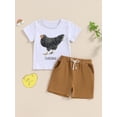 thumbnail image 2 of Bagilaanoe 2pcs Toddler Baby Boy Shorts Set Short Sleeve Letter Print T Shirt Tops + Shorts 12M 18M 24M 3T 4T 5T Kids Casual Summer Clothes, 2 of 7