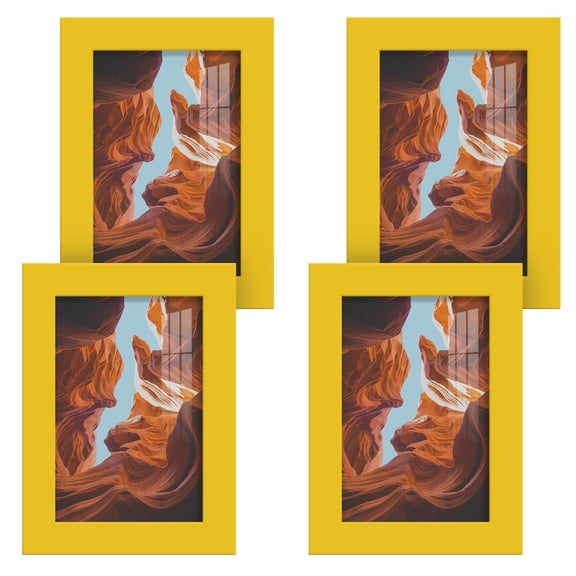 Modern 4 in. x 6 in. Yellow Picture Frame (Set of 4)