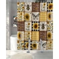 thumbnail image 3 of Split Shower Curtain for Transfer Bench, Sunflowers Fabric Shower Curtains for Bathroom, Retro Country Butterfly Bee Floral Plaid Tub Sliding Transfer Bench Waterproof Bath Curtains 72"x72", 3 of 9