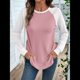 thumbnail image 5 of Tops Casuales de Punto Gofre con Cuello Redondo y Larga con Bloques de Color para Mujer Rosa XL, 5 of 10