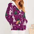 thumbnail image 6 of VERUGU Womens Jackets Casual Fall Winter Fashion Zipper Christmas Printed Coat Long Sleeve Drawstring Hooded Sweatshirt Purple 3XL, 6 of 6