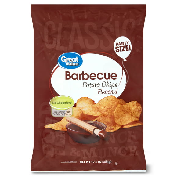 Great Value Party Size Barbecue Potato Chips, 12.5 oz