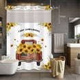 thumbnail image 5 of No Hook Shower Curtains with Snap-in Liner Set, Sunflower Truck Waterproof Hotel Style Bathroom Shower Curtain, Yellow Flowers Summer Botanical Watercolor Breathable Mesh Top Bath Curtains 72''x84'', 5 of 9