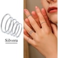 thumbnail image 3 of Silvora 5pcs Sterling Silver Knuckle Rings Set for Women Stacking Midi Ring Thin FingerRings Jewelry Gift for Daughter Mom Size 3.5-7, 3 of 8