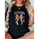 thumbnail image 1 of 1pc autumn Bowknot Print Women'S Casual Crew Neck T-Shirt, Cotton Knit Fabric, Geometric Pattern, Medium Stretch, all-Season Fashion Top, 1 of 6