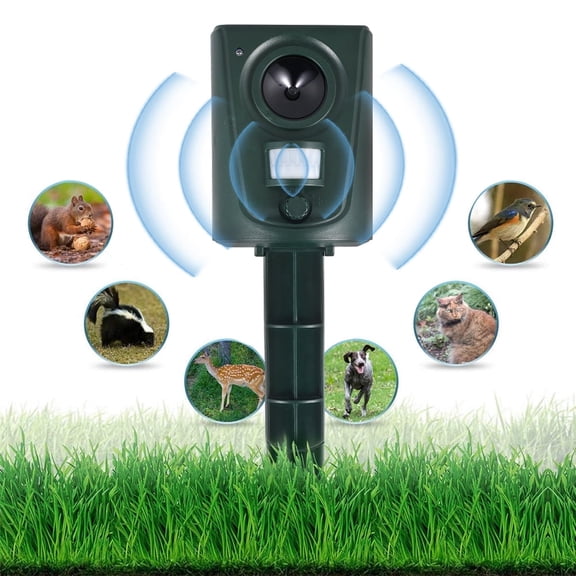 NUAHRHY Ultrasonic Cat Repellent Outdoor Gardens Fox Pest Animal Repeller Ultrasonic Waterproof Fox Deterrent Scarer 4.33*2.68*17.71in