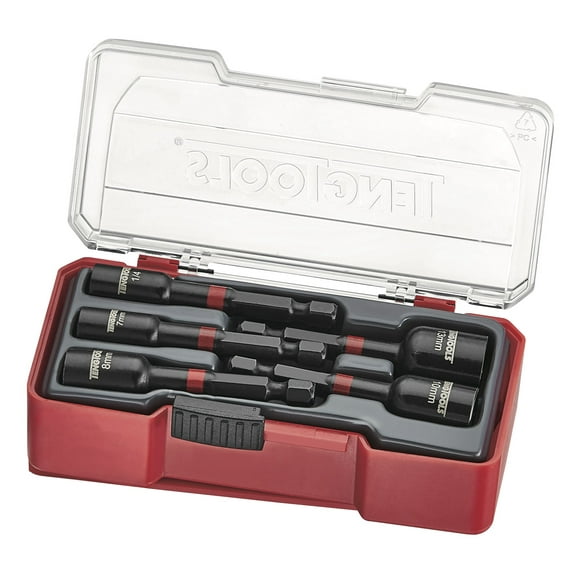 Teng Tools 5 Piece 1/4 Inch Hex Drive 6 Point Metric & SAE Impact Nut Setter Driver Set - TJNS05