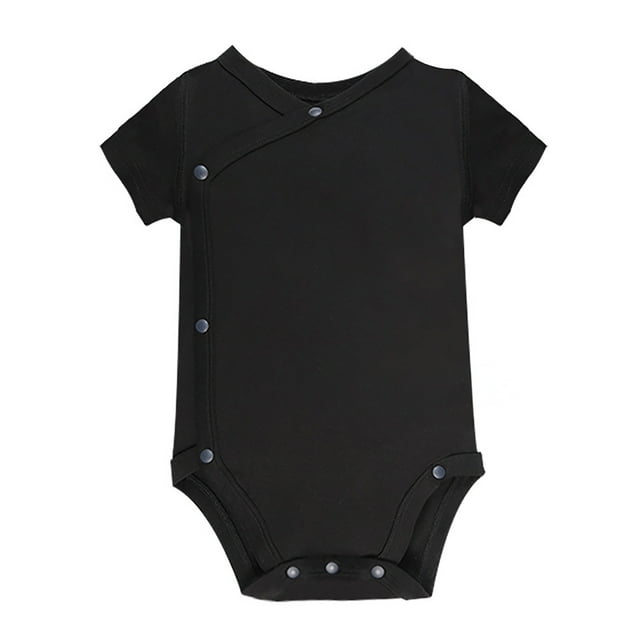 MIASHUI Baby Short Sleeve Side Snap Bodysuit Unisex Solid Color Soft Clothes,Black,9-12 Months