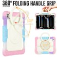 thumbnail image 3 of Case for iPad Pro 13 inch M4 2024/ M5 2025, 360 Rotating Stand Handle Pencil Holder Shoulder Strap Heavy Duty Shockproof Cover, Rainbow Pink, 3 of 7