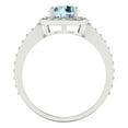 thumbnail image 4 of 1.335 ctw Solitaire with Zirconia Diamond Accents Anniversary Ring for Women | Round Cut Natural Aquamarine | Hyperallergenic Solid 18K White Gold, 4 of 5