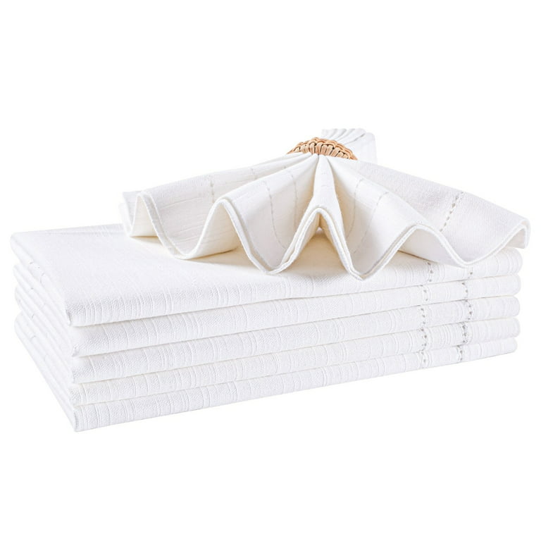 BEDDING CRAFT Set of 6 Lace White Cloth Dinner Napkins 100% Cotton - Soft  Durable Washable -Ideal for Events Wedding Christmas Thanksgiving