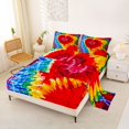 thumbnail image 2 of Manfei Ink Tie Dye King Sheets, Rainbow Love Heart Bedding, Red Blue, 4pcs, 1 Flat Sheet, 1 Fitted Sheet and 2 Pillowcases, 2 of 6