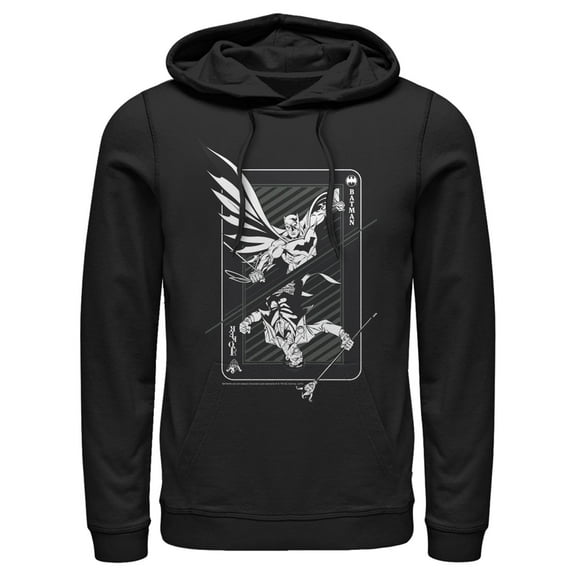 Men's Batman Hero vs Villain Playing Card Pull Over Hoodie Black Large
