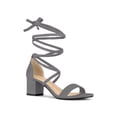 thumbnail image 1 of BLISSFUL STEP Women's Open Toe Lace up Sandals Mid Block Heels Sandals Grey 10.5, 1 of 8