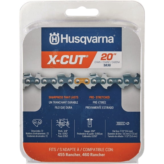 Husqvarna Chainsaw Chain 20" CHAIN S83G 3/8" .050 72DL / 591132372 585639072
