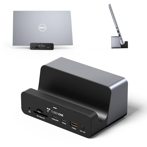 TobenONE 18-in-1 Triple 4K@60Hz Monitor Docking Station with 150W Power Supply, USB C Laptop Docking Station Stand(Single 4K@144Hz), 2.5Gbps Ethernet, 2 HDMI & DisplayPo