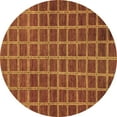 thumbnail image 1 of Ahgly Company Indoor Round Checkered Brown Modern Area Rugs, 7' Round, 1 of 4