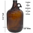 thumbnail image 3 of 1 Gallon (128 oz) Amber Glass Jug With 38mm Cap with Pack of 6 Amber 16-20oz Growlers with Flip Top Airtight Silicone Seal For Beverages, Oil, Vinegar, Kombucha, Beer, Water, Soda, Kefir, 3 of 7