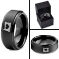 thumbnail image 4 of Tungsten Oregon The Beaver State Heart Band Ring 8mm Men Women Comfort Fit Black Step Bevel Edge Brushed Polished, 4 of 4