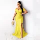 thumbnail image 3 of Vestidos de noche de sirena con escote en V y hombros descubiertos sexys para mujer, elegantes vestidos largos formales ajustados con frunces para fiestas nocturnas y bailes de graduación, 3 of 5