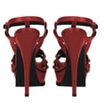 thumbnail image 5 of YDN Women Open Toe Studded T-Strap Sandals Platform Buckle Super High Heels Sexy Cocktail Party Show Shoes Size 7 Red, 5 of 5