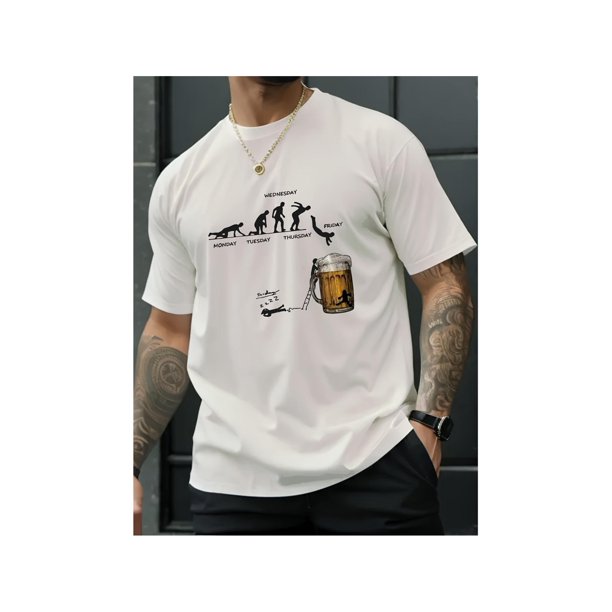 Camiseta informal y cómoda para hombre con cuello redondo y estampado elegante, manga corta moderna para uso diario en verano.