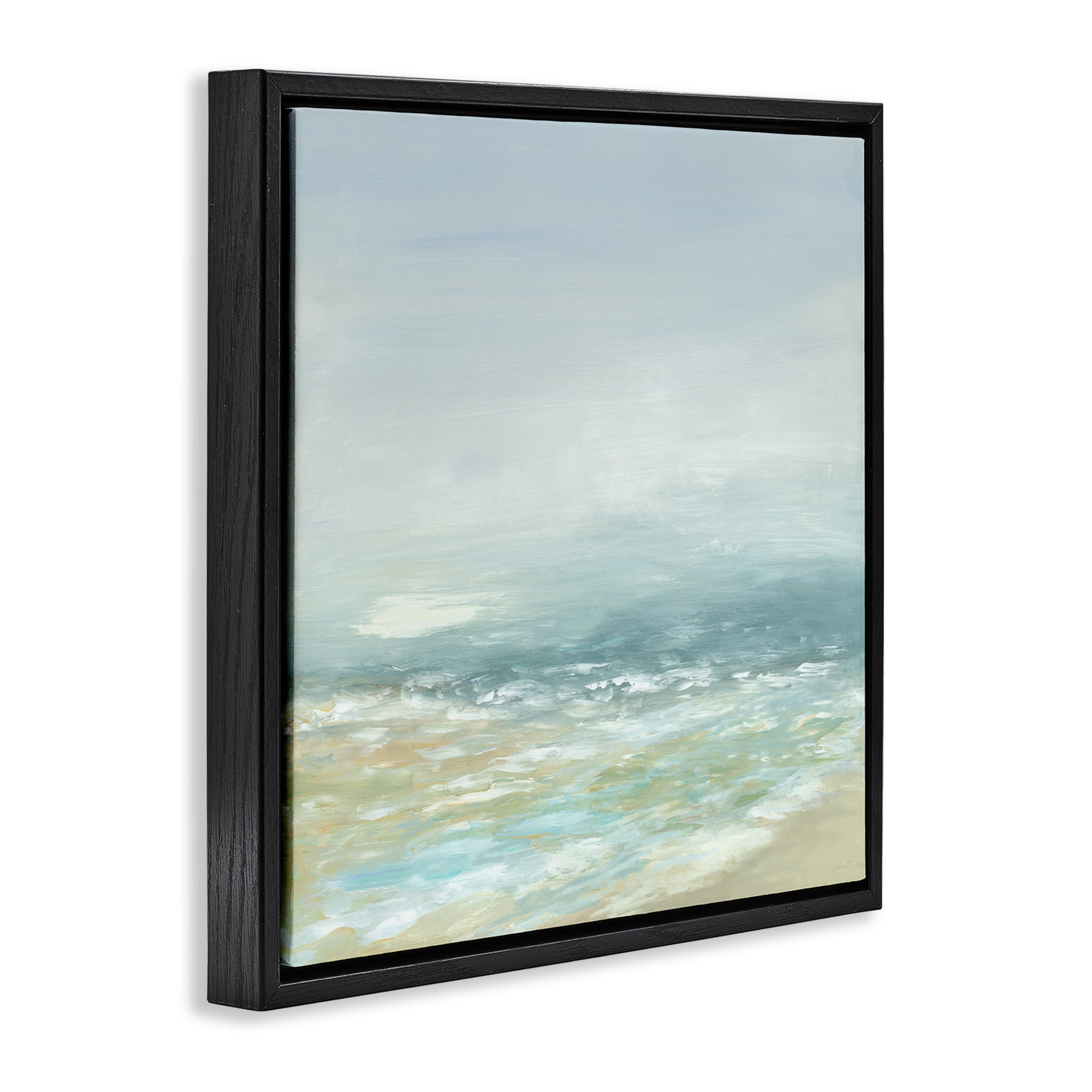Stupell Industries Energetic Beach Expression Nautical & Beach Painting Black Floater Framed Canvas Art Print Wall Art, 25 x 25