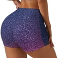 thumbnail image 2 of Kdxio Violet Glitter Print Workout Shorts for Women Seamless Soft Smooth Gym Yoga Scrunch Active Shorts, 2 of 5