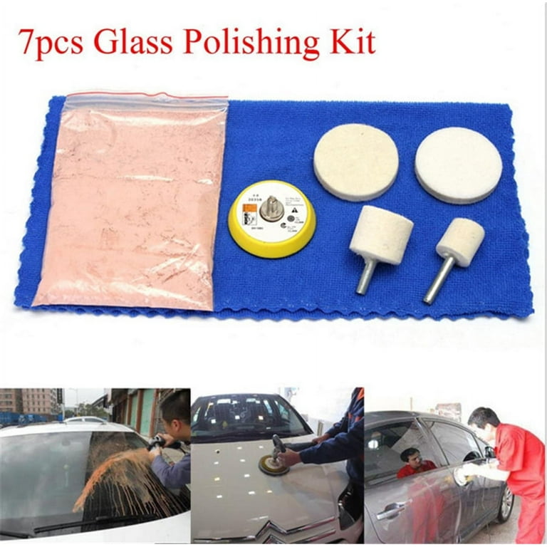 Furulu Glass Polishing Kit Windshield Scratch Remover Tool 70g Cerium Oxide  + 2 Pad