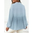 thumbnail image 5 of Women'S Long Sleeve Stand Collar Shirt 2025 Autumn and Winter Waist Shirt Loose Maternity Tops Casual Tops Light Blue S, 5 of 6