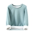 thumbnail image 4 of Sakmal Pajama Tops for Women Pullover Long Sleeve Fuzzy Fleece Loungewear Crew Neck Green Loungewear for Women L, 4 of 5