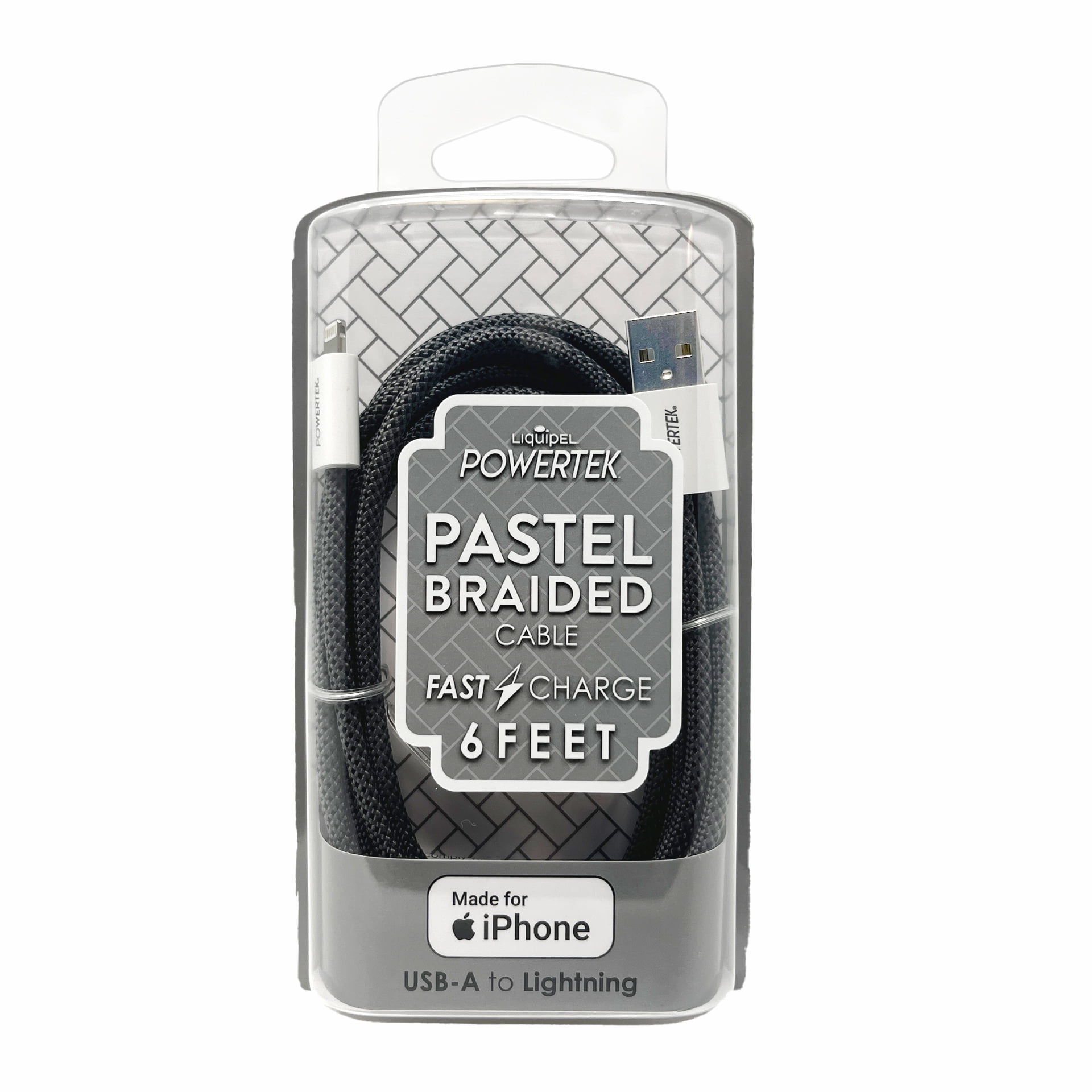 Liquipel Powertek Pastel Braided USB-A to Lightning - Gray