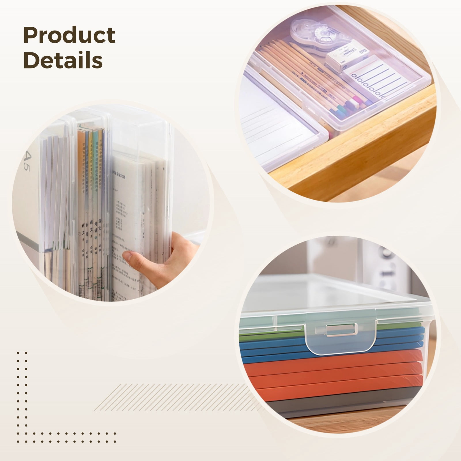 6Pcs Arts and Crafts Organizer Storage, Books Storage Boxes, Plastic Storage Containers with Lids for Crafts, Long-lasting Transparent Craft Organizers and Storage Box, Ideal for Beads and Stationery