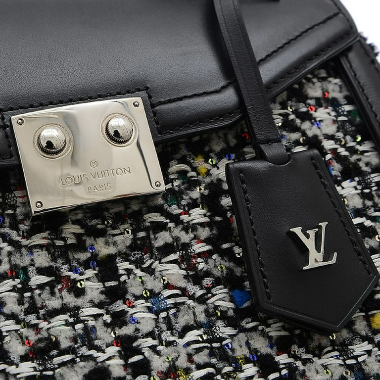 Authenticated Used Louis Vuitton LV Ark 2Way Handbag Tweed Leather Black  M55501 