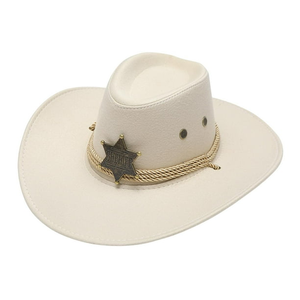 Sombrero de vaquero para mujer, de ala ancha, moderno, unisex, para adultos, de poliéster, ligero, para el sol Beige