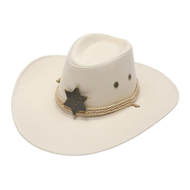 Sombrero de vaquero para hombre, sombrero de vaquera con correa para la barbilla, sombrero de ala ancha de moda para exteriores Beige