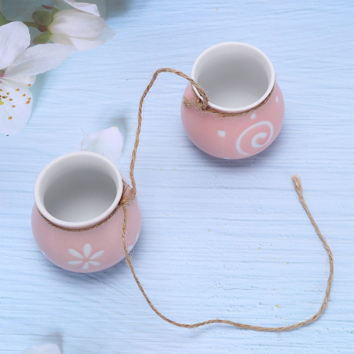 SHOWERORO Small Pots for Succulents Ceramic Hanging 4Pcs 2.76x2.76x2.56 Inch