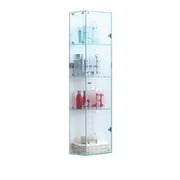 High Quality Tempered Glass Storage Cabinets Locker Crystal White