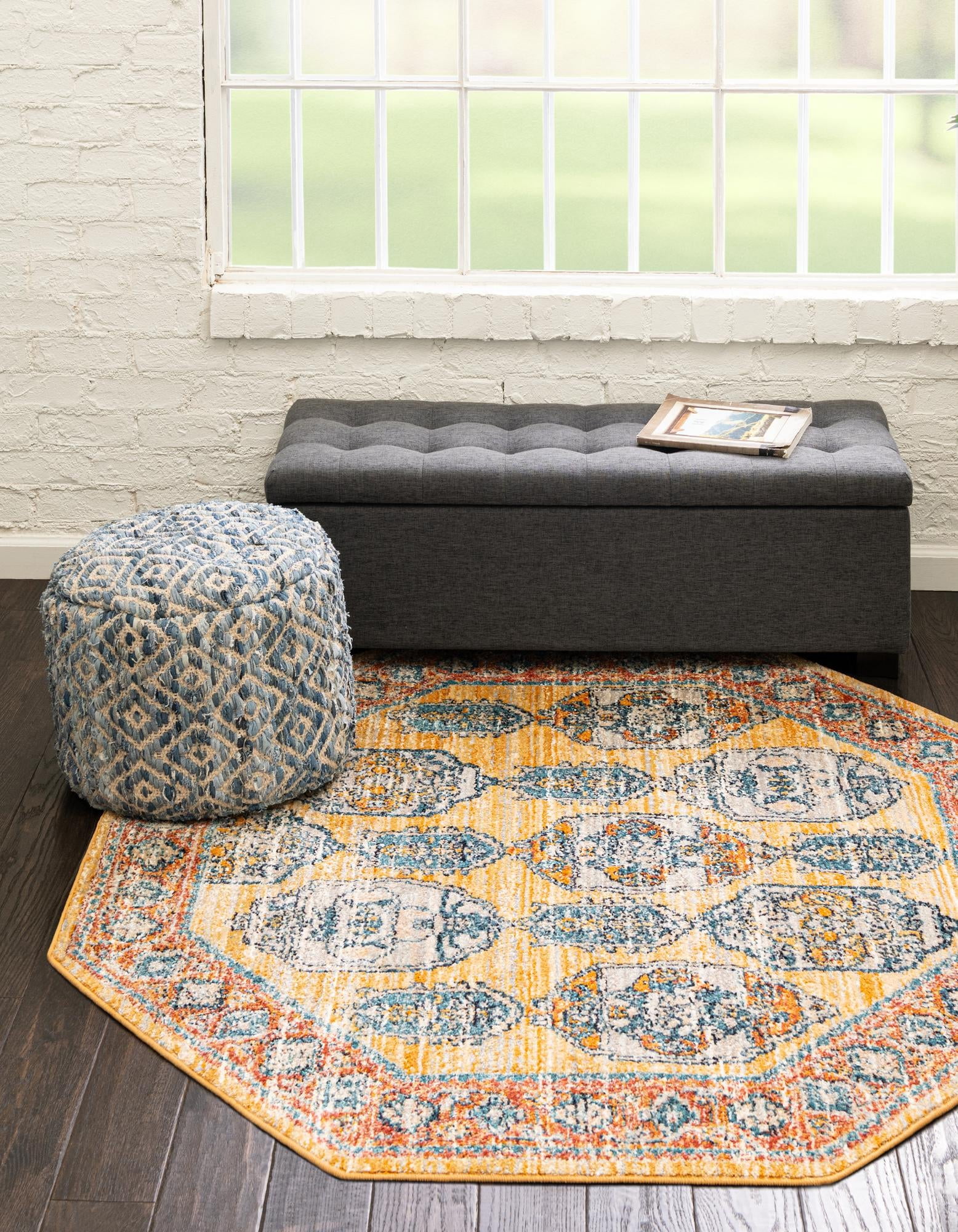 Rugs.com Lola Collection Rug – 8 Ft Octagon Yellow Medium Rug Perfect ...