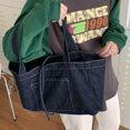thumbnail image 4 of Kukuzhu Canvas Shoulder Bag Women Denim Large Designer Tote Bag Casual Shopping Handbag Purse, 4 of 5